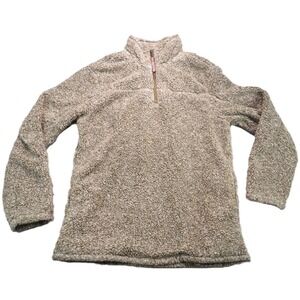 Alpine Sherpa Fleece Jacket Men M Putty Quarter Zip Pullover Pile Cozy Warm Soft